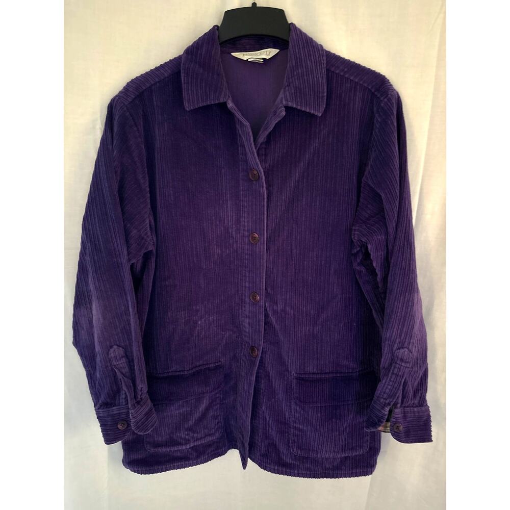 Lands End Purple Womens Corduroy Jacket M Shacket Shirt